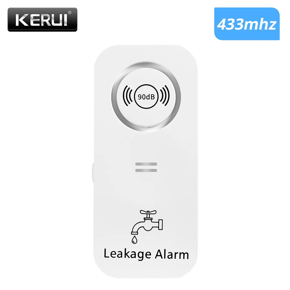 KERUI 433Mhz Leakage Alarm Water Detector Drip Alert with 90db Loud Home Security  Overflow Sensor for Kitchen Bathroom