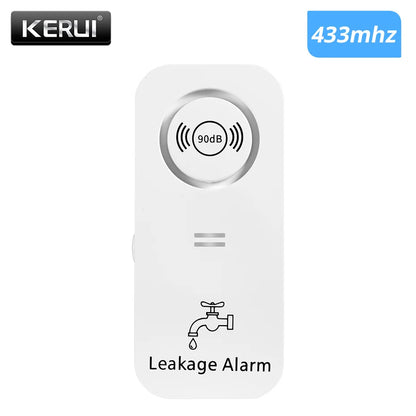 KERUI 433Mhz Leakage Alarm Water Detector Drip Alert with 90db Loud Home Security  Overflow Sensor for Kitchen Bathroom