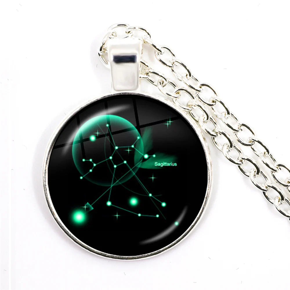 Zodiac Necklace Silver Plated | 12 Constellation Pendant Jewelry