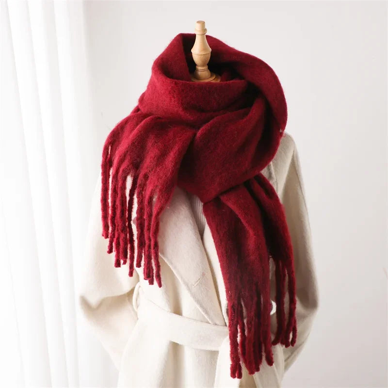 Women's Cashmere-Feel Long Tassel Scarf Shawl - Pashmina Blanket Wrap 94 in (240 cm) Thick Soft Winter Wrap