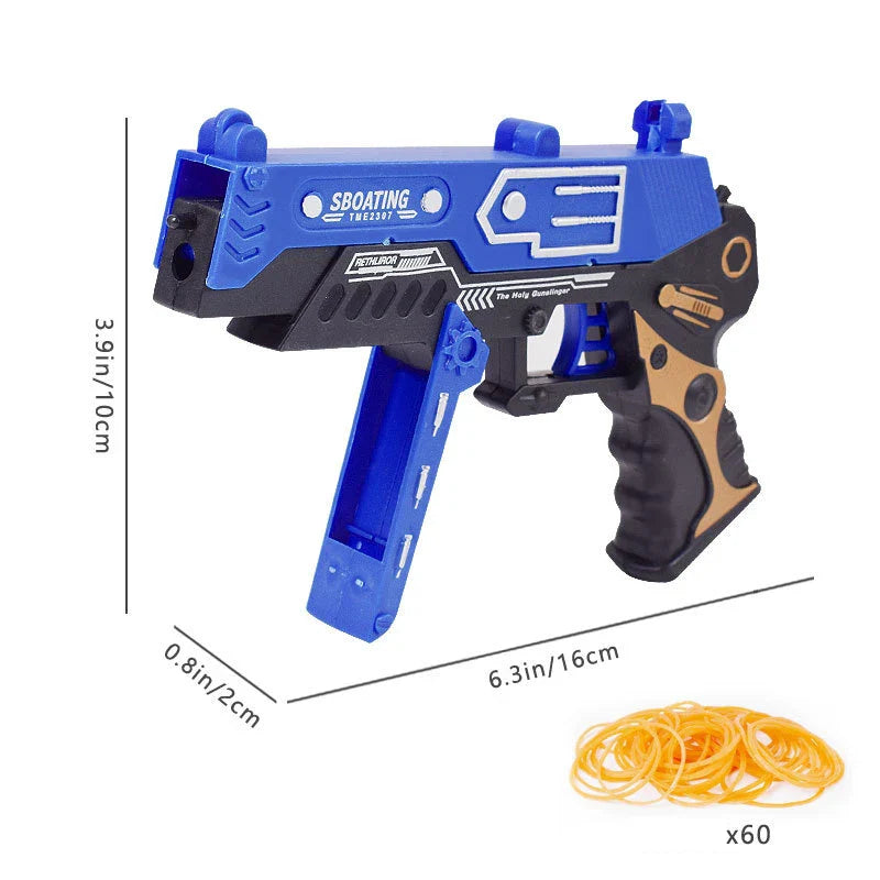 Continuous Fire Rubber Band Pistol | Foldable Toy Gun for Target Practice