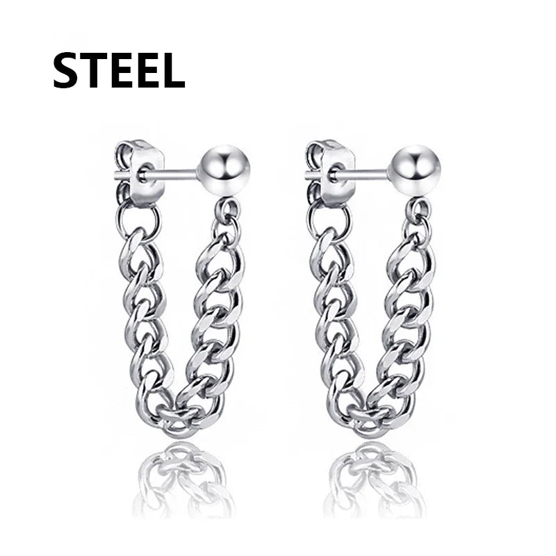 Cross Feather Stud Earrings Set | Unisex Stainless Steel Punk Jewelry