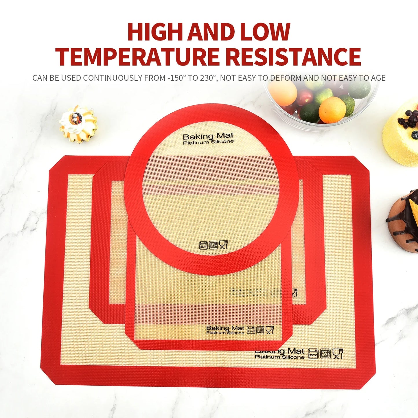 Silicone Baking Mat | Non Stick Heat Resistant Board for Kneading and Rolling