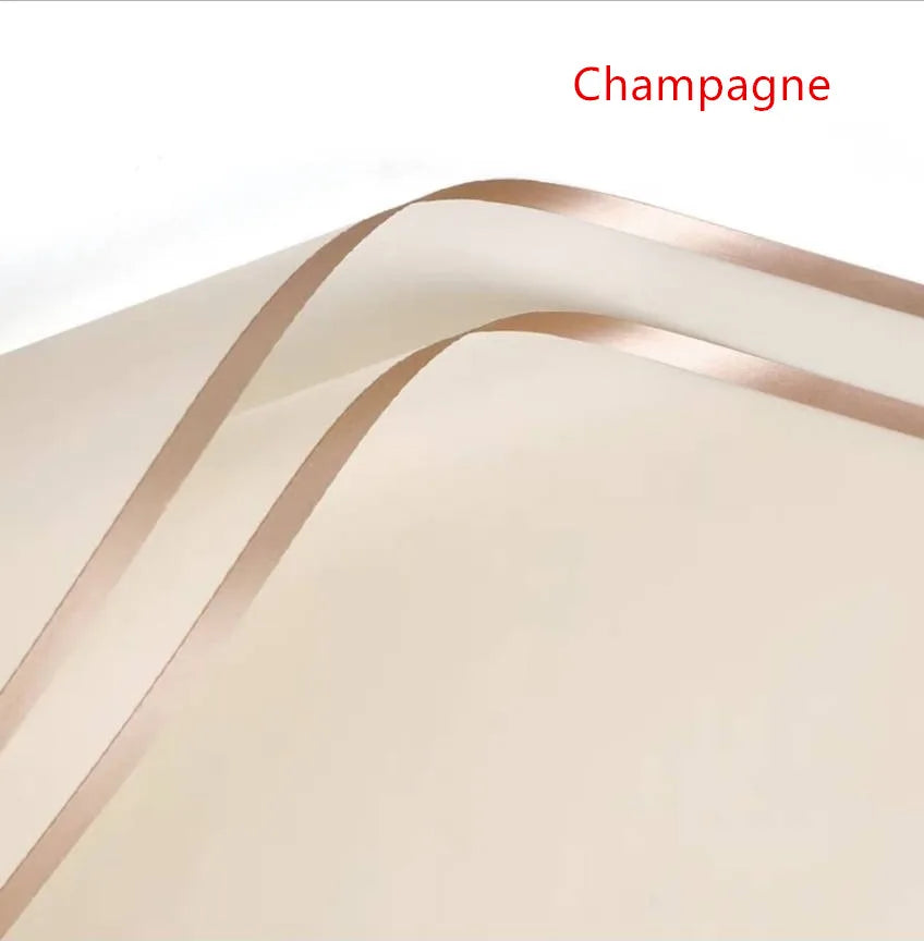 5pcs Flower Wrapping Paper with Golden Border | Korean Style Half Transparent Gift Packing for Florist Bouquet