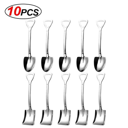Stainless Steel Dessert Spoon Set | Shaped Spade Scoop for Ice Cream and Fruit