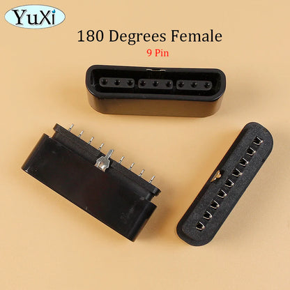 90 180 Degree Interface Female Socket 9 Pin Slot Connector | Replacement Part for PlayStation 2 Console