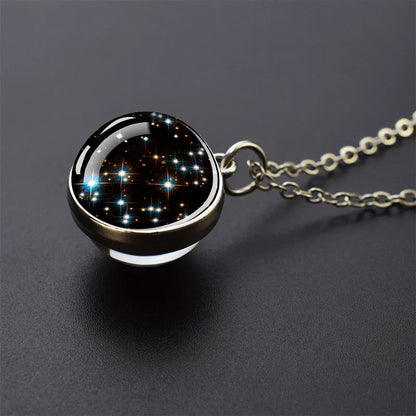 Solar System Glass Ball Pendant Necklace | Astronomy Galaxy Jewelry