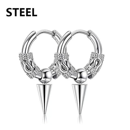Cross Feather Stud Earrings Set | Unisex Stainless Steel Punk Jewelry