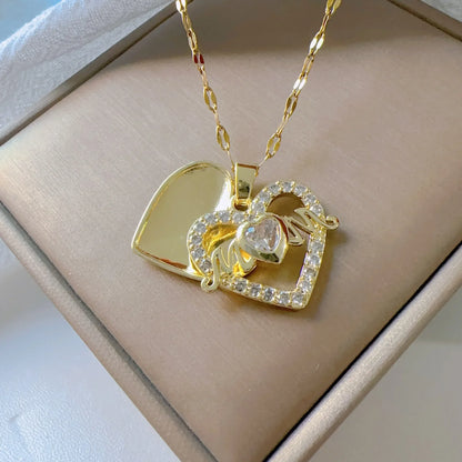 Mama Heart Pendant Necklace | Stainless Steel Crystal Choker for Women