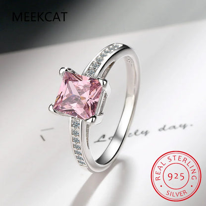 Princess Cut Moissanite Engagement Ring | 925 Sterling Silver Bridal Set