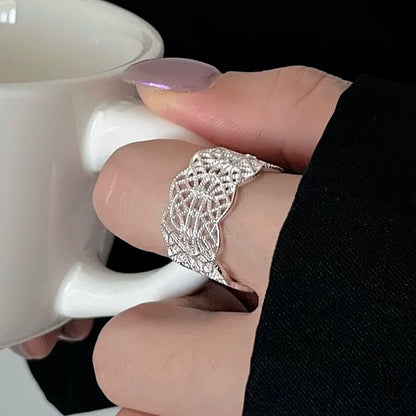 VENTFILLE 925 Sterling Silver Flower Lace Ring | Korean Fashion Adjustable CZ Ring