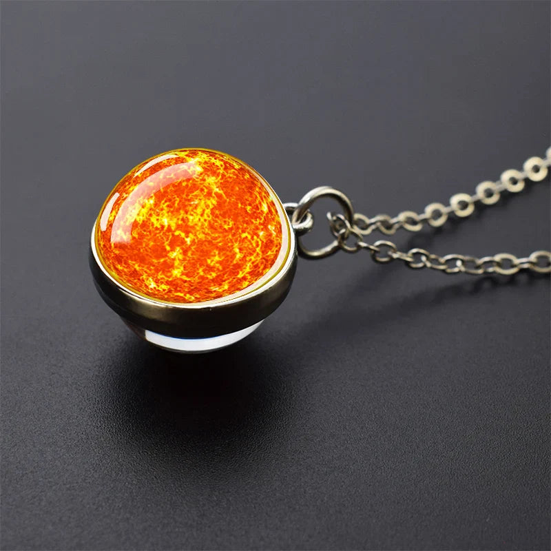 Solar System Glass Ball Pendant Necklace | Astronomy Galaxy Jewelry