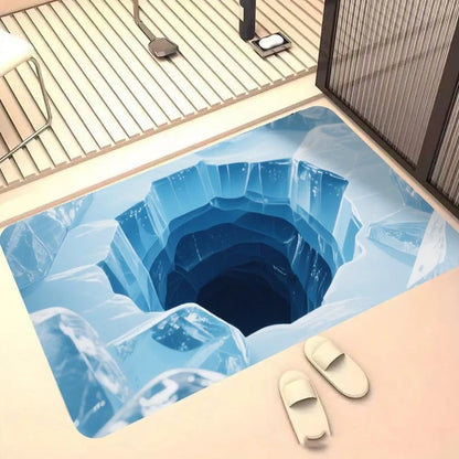 3D Optical Illusions Pond Effect Door Mat Funny Hole Design Entrance Rug Indoor Outdoor Home Decor Soft Non-Slip Carpet