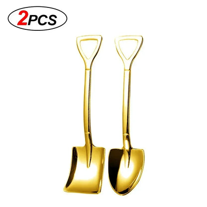 Stainless Steel Dessert Spoon Set | Shaped Spade Scoop for Ice Cream and Fruit