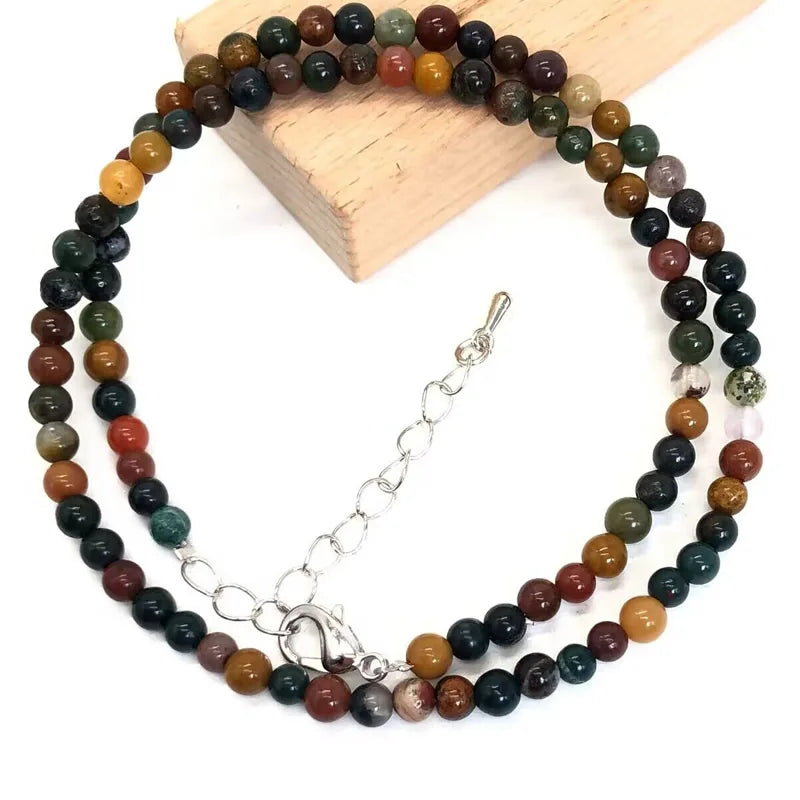 4mm Natural Stone Choker Necklace | Bohemian Crystal Collar Jewelry for Women