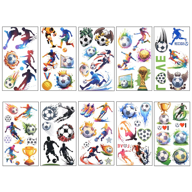 10pcs Soccer Temporary Tattoo Stickers | Kids Birthday Party Favors