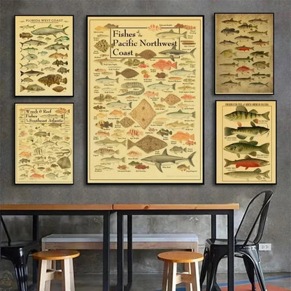 ACE Fishing Fish Sea Poster Wall Chart Prints And Posters Home Living Bed Room Decor Art Bar Cafe Framelesss Painting Poster