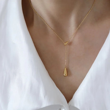 Waterdrop Pendant Necklace | Minimalist Stainless Steel Teardrop Jewelry for Women