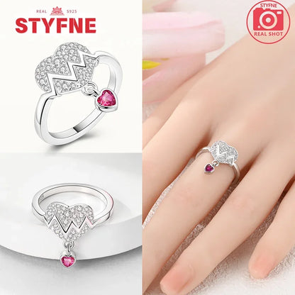 925 Sterling Silver Heart Ring | Sparkling Zircon Infinity Love Band