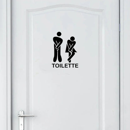 French Bathroom Toilet Sign Vinyl Sticker Decal | WC Entrance Sign Door Decal for France Home