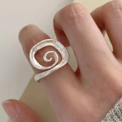 PANJBJ Real 925 Sterling Silver Retro Round Ring | Vintage Fine Jewelry for Women