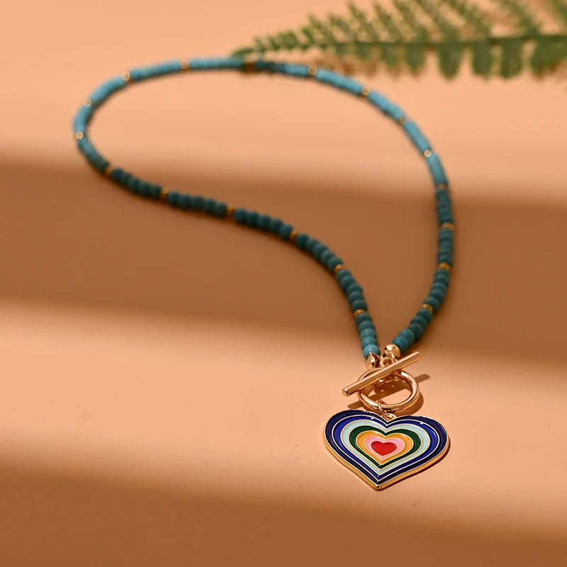 Colorful Stone Choker Necklace | Round Evil Charm Pendant for Women