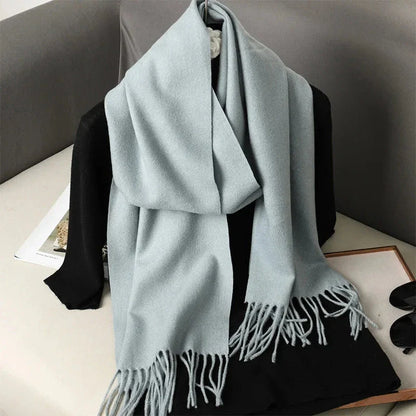 62-Color Winter Cashmere Scarf – Warm Tassel Pashmina Wrap for Women