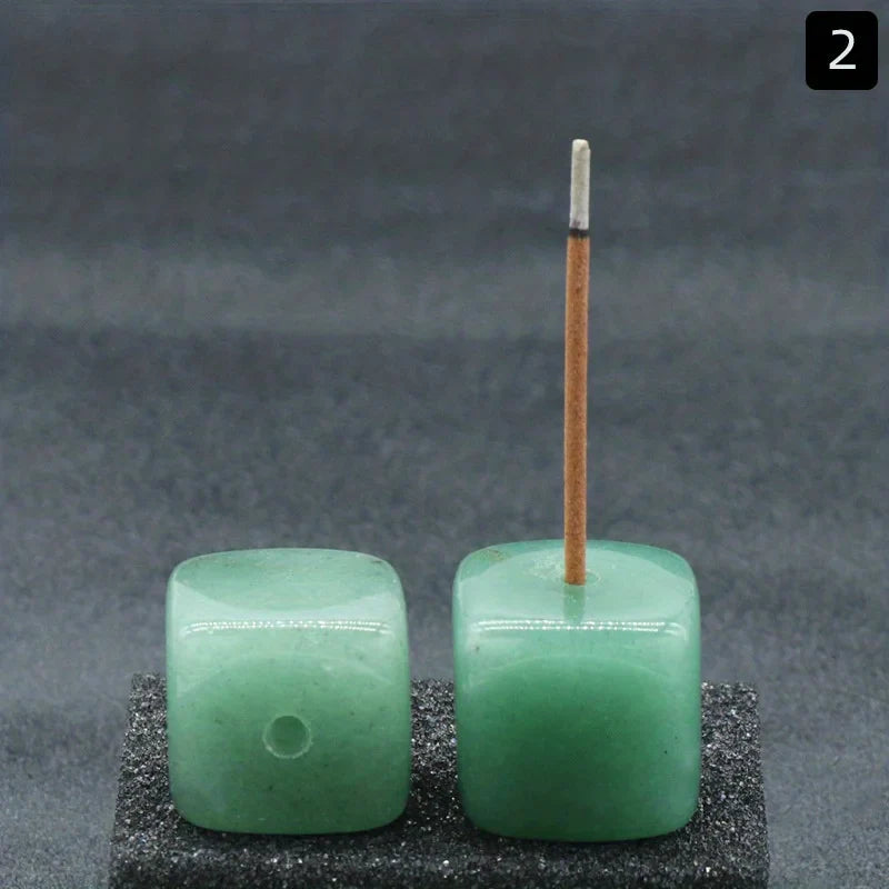 Natural Agate Stone Incense Holder | Square Wire Stick Incense Burner with Unique Pattern