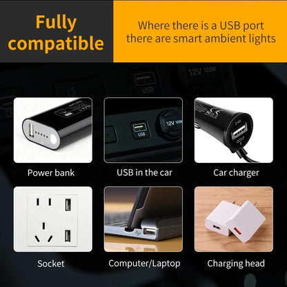 Car USB Atmosphere Light | LED Touch Control Interior Decoration Lamp