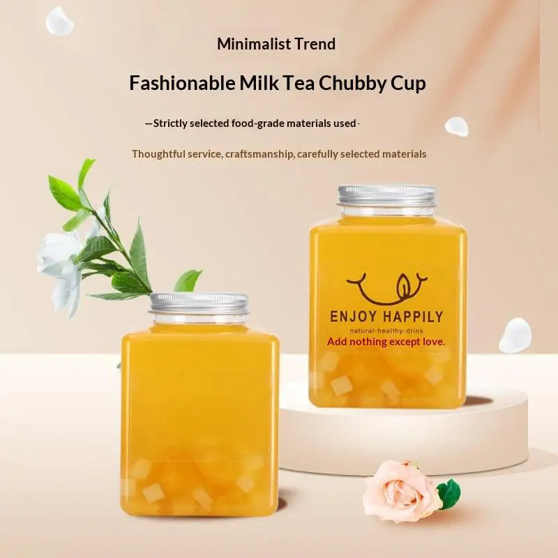 Plastic Disposable Square Bottle 500ML 650ML | Leakproof Juice, Milk Tea & Yogurt Container for Home and Commercial Use