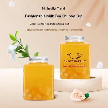 Plastic Disposable Square Bottle 500ML 650ML | Leakproof Juice, Milk Tea & Yogurt Container for Home and Commercial Use