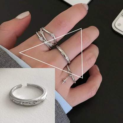 VENTFILLE 925 Sterling Silver Flower Lace Ring | Korean Fashion Adjustable CZ Ring