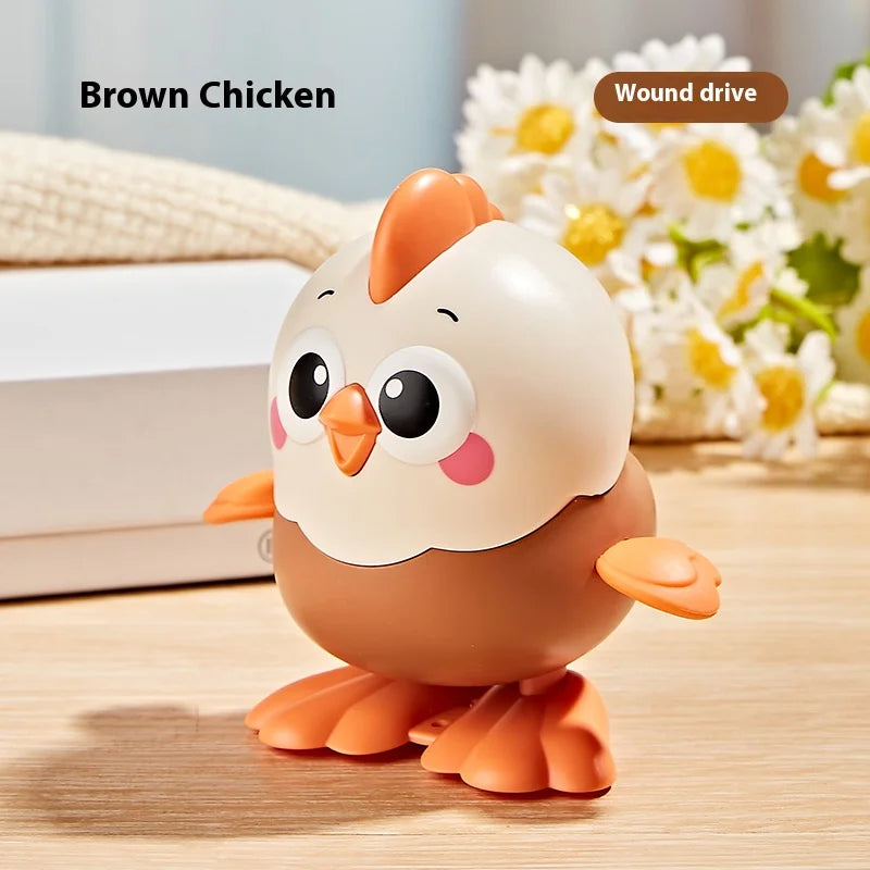 Clockwork Chick Toy on Chain | Wind-Up Crawling Chicken for Baby