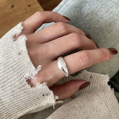 VENTFILLE 925 Sterling Silver Irregular Ring | Geometric Minimalist Jewelry for Women