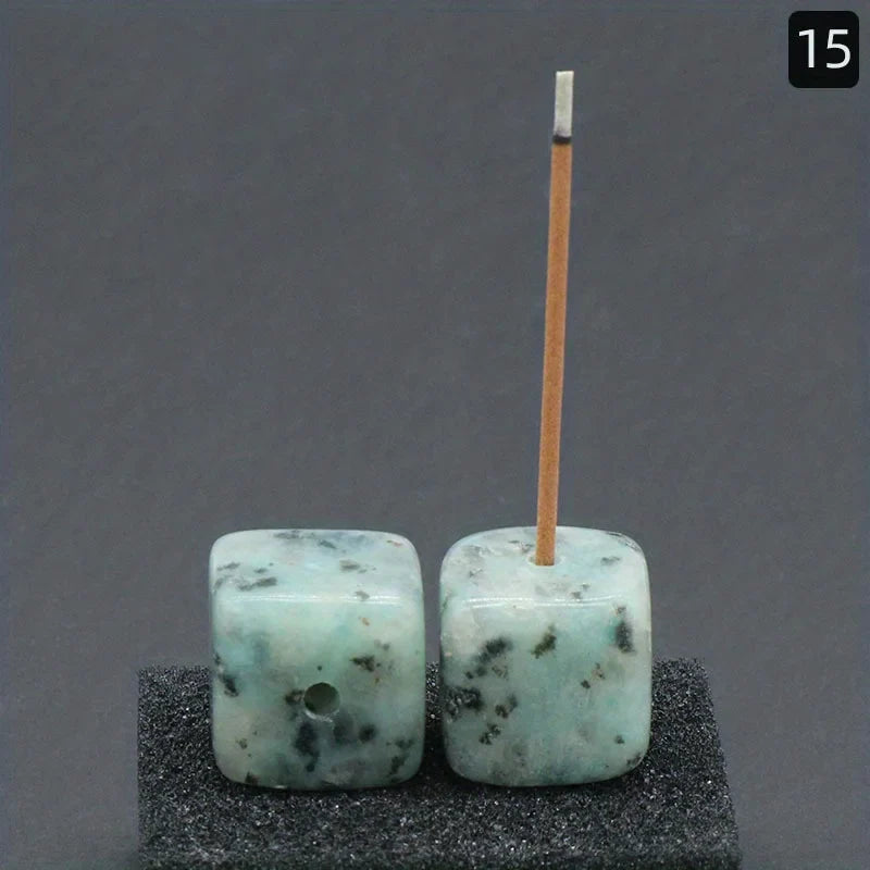 Natural Agate Stone Incense Holder | Square Wire Stick Incense Burner with Unique Pattern