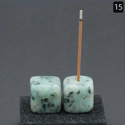 Natural Agate Stone Incense Holder | Square Wire Stick Incense Burner with Unique Pattern
