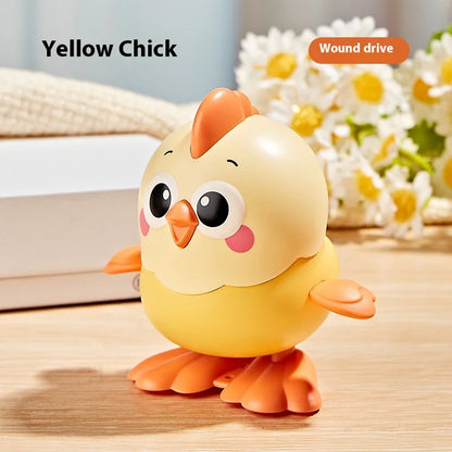 Clockwork Chick Toy on Chain | Wind-Up Crawling Chicken for Baby