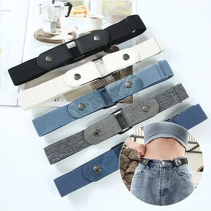 Canvas Elastic No-Buckle Adjustable Belt for Jeans – Invisible Waistband 33–45in (85–115cm) for Women & Men