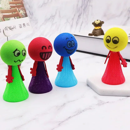 5 Pcs Educational Jumping Doll Bounce Ball Toys | Fun Push & Down Expression Game for Kids