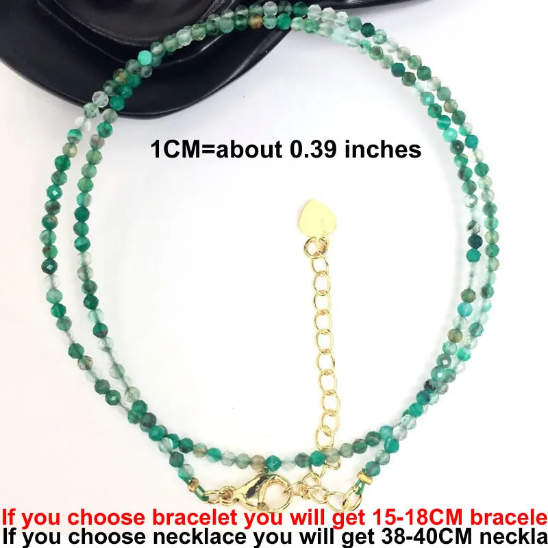 Faceted Gemstone Beaded Necklace and Bracelet Set | Natural Crystal Choker Jewelry for Men and Women