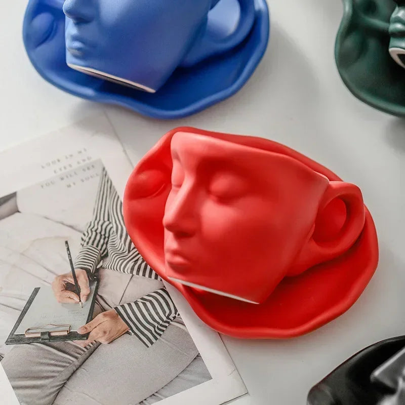 100ml Face Art Personality Creative Ceramic Concentrated Beauty Italian Tea Coffee Cup Valentine's Day Wedding Gifts