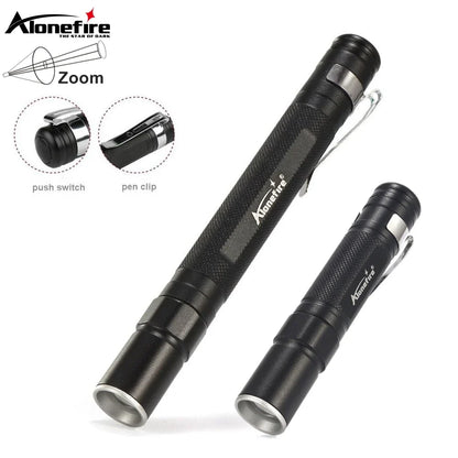 Alonefire 3W XPE LED Mini Penlight Flashlight | Portable Zoom Pocket Torch