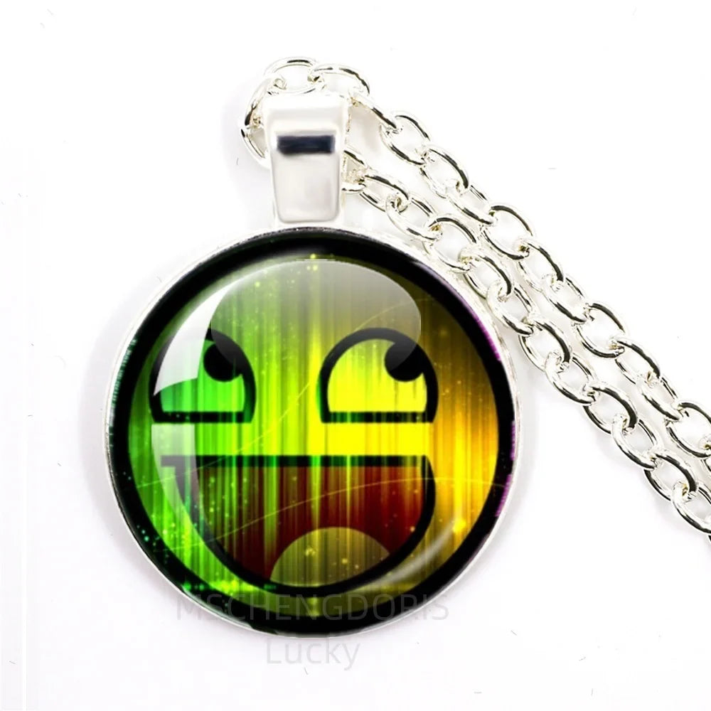 Funny Meme Cartoon Glass Pendant Necklace | Unisex Party Jewelry Gift