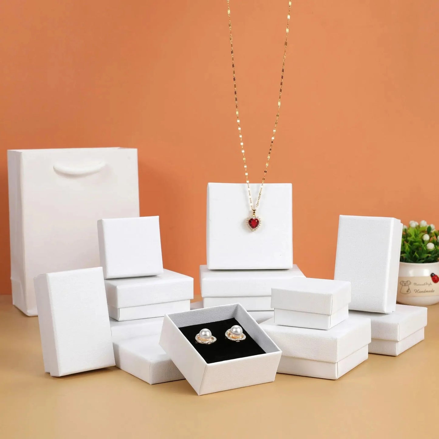 Luxury Jewelry Gift Box Set – White & Dark Green Case