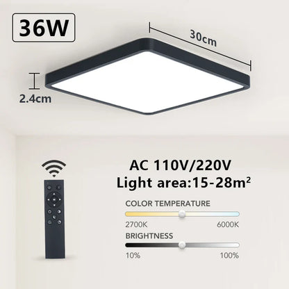 MARPOU Tuya Smart LED Ceiling Lamp Wood Grain App Voice Control Alexa/Google Remote Control Square Ceiling Lights Living Room