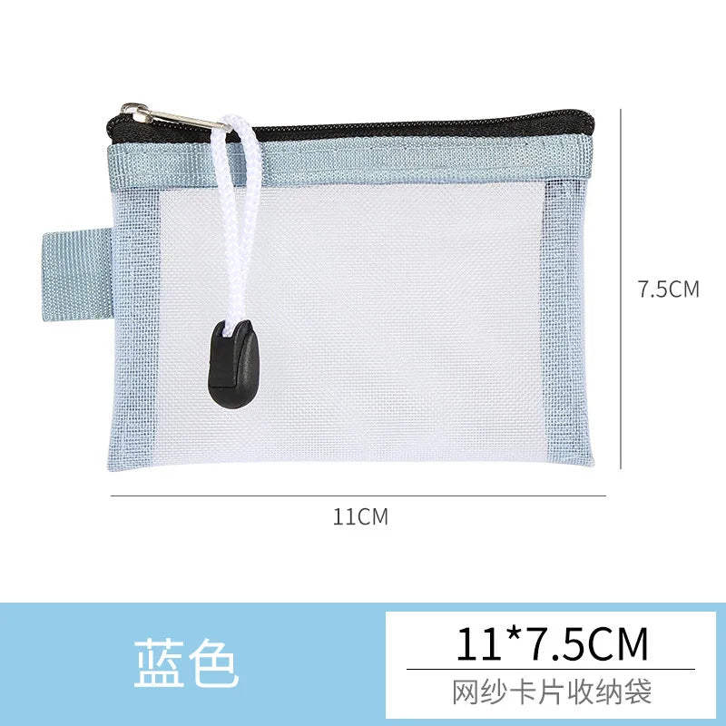 Mini Transparent Mesh Zipper Card Storage Bag | Portable Nylon Coin Purse