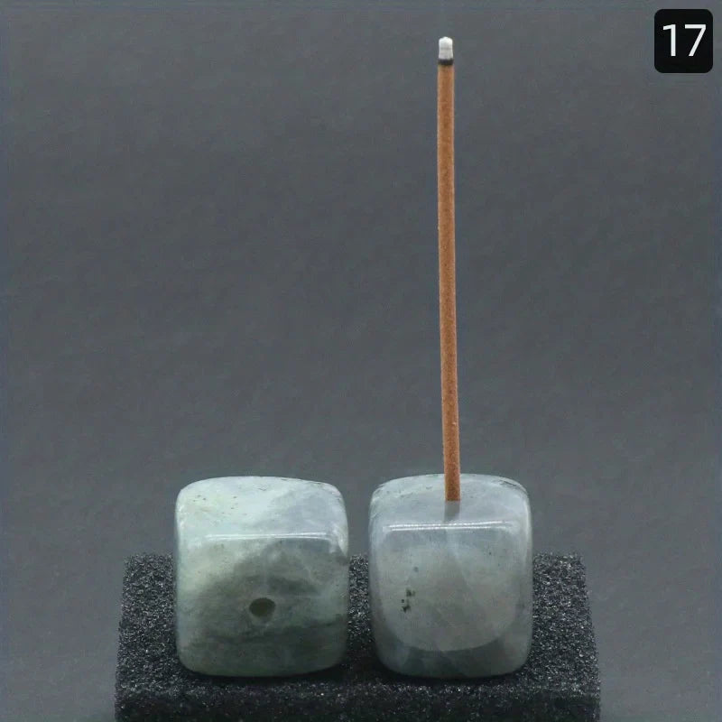Natural Agate Stone Incense Holder | Square Wire Stick Incense Burner with Unique Pattern