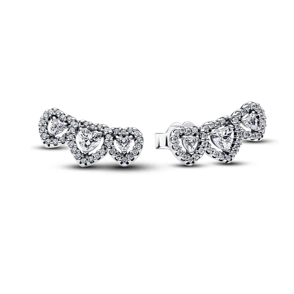 925 Silver Heart and Butterfly Stud Earrings | Elegant Fine Jewelry Gift for Women