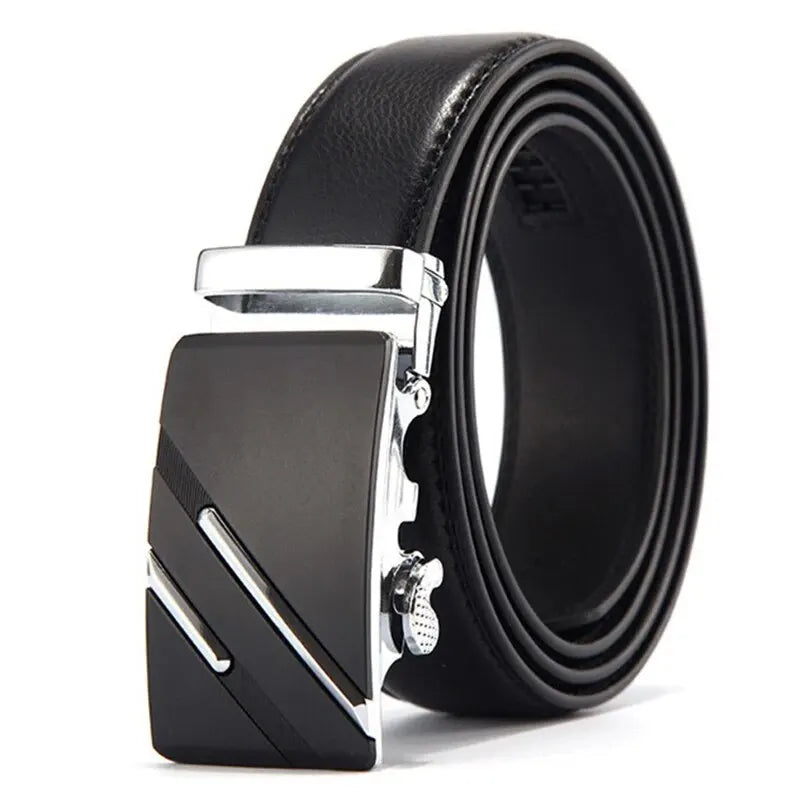 Men's PU Leather Belt with Metal Buckle — 3.5 cm (1.4 in) Wide Dress & Casual Belt for Jeans and Cargo Pants