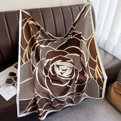 90x90cm Square Silk-Feel Scarf – Luxury Women’s Shawl & Head Wrap